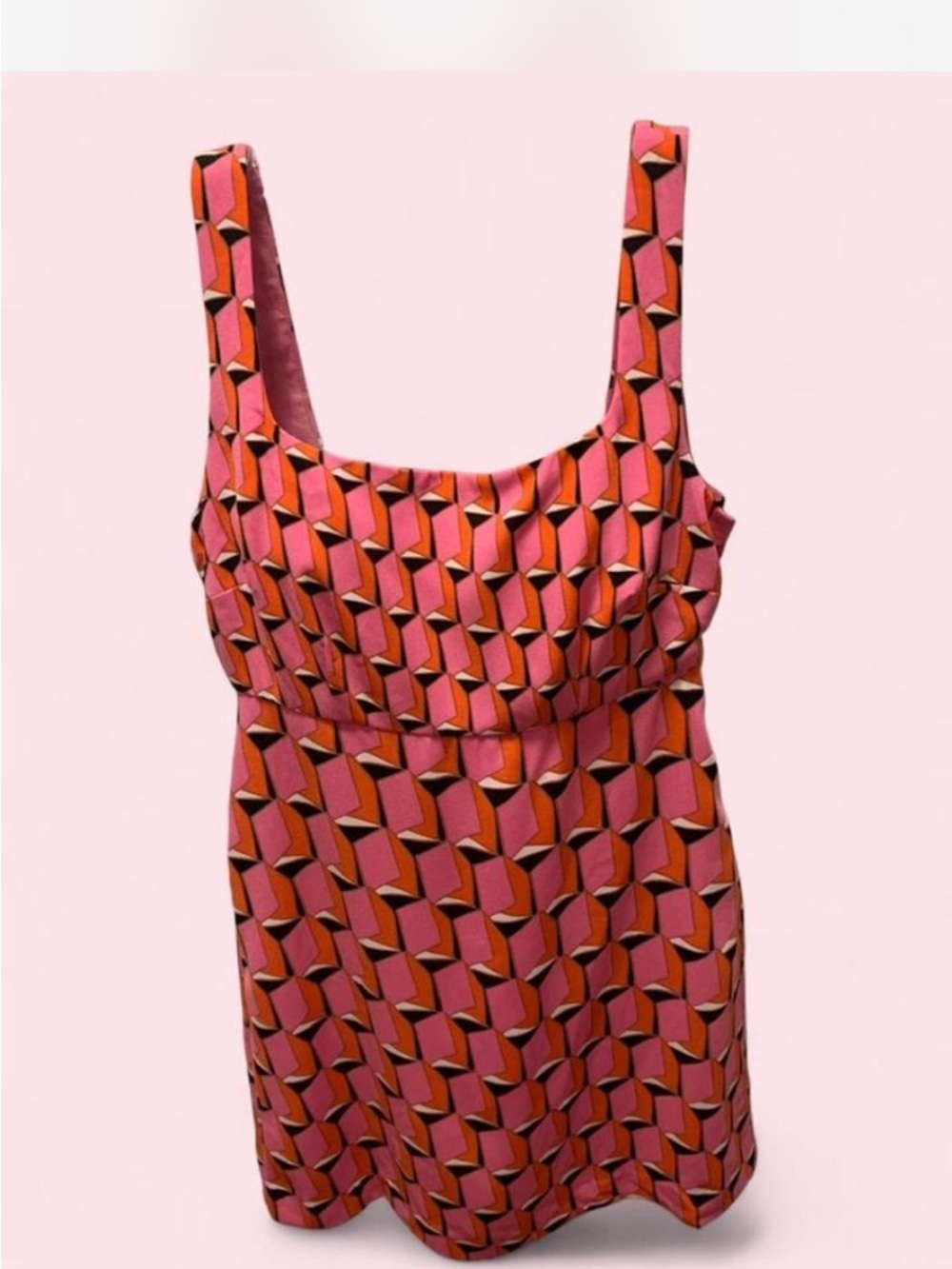 Diane Von Furstenberg Pink and Orange Geometric Dress